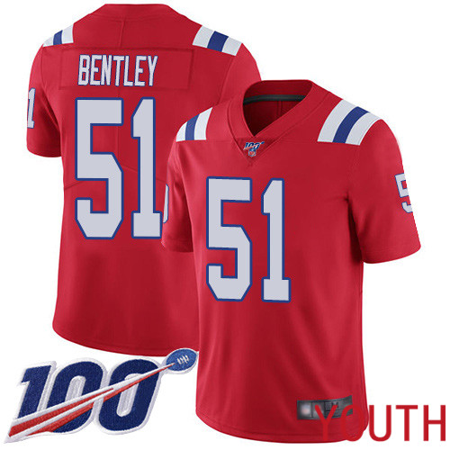 New England Patriots Football #51 100th Limited Red Youth Ja Whaun Bentley Alternate NFL Jersey